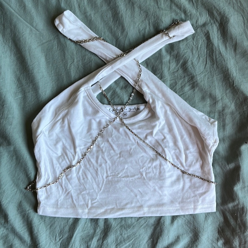 Emma & Sam Criss Cross Strap Chain Tank Top